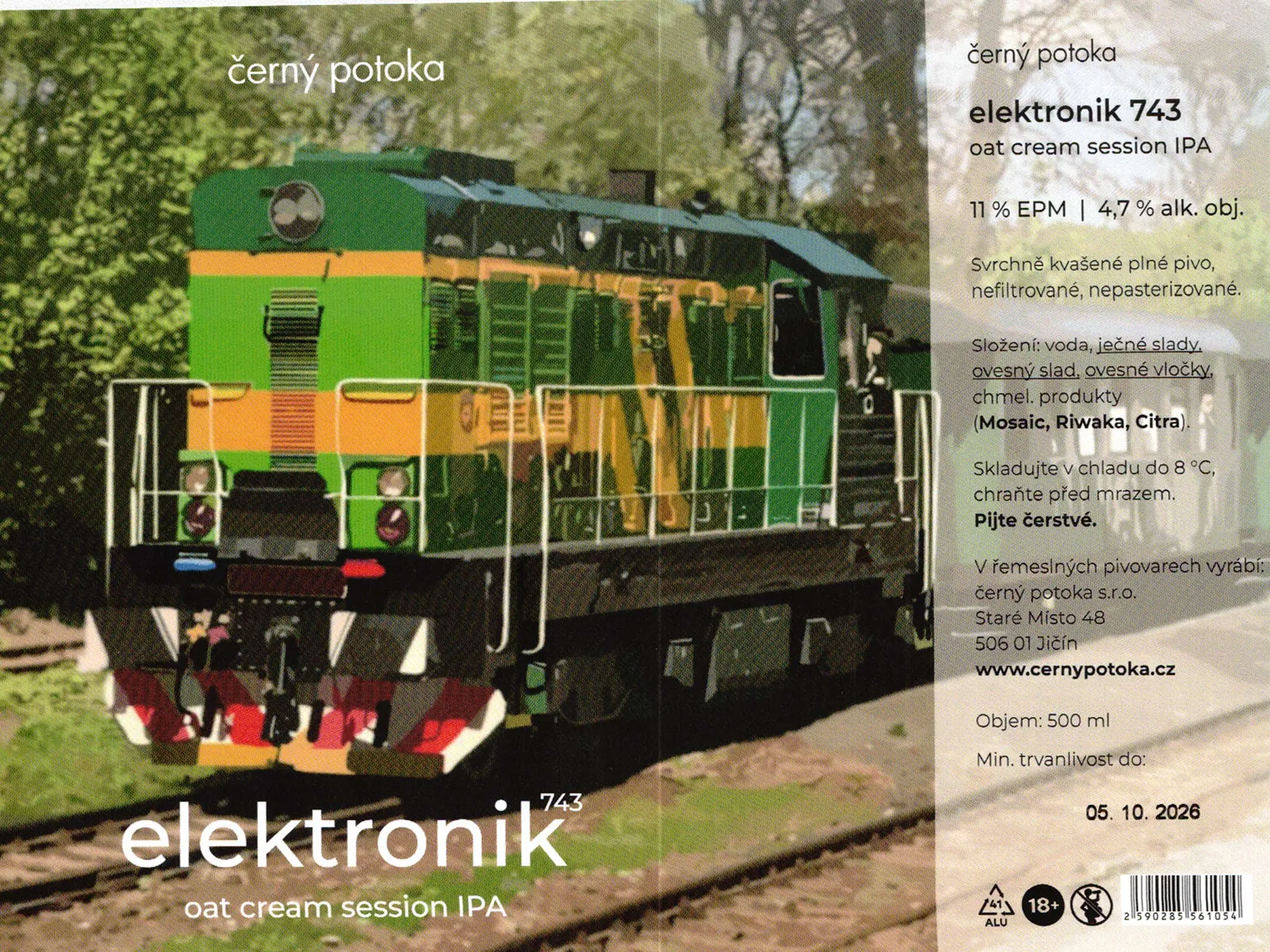 Elektronik 743 11° — Oat Cream Session IPA, Černý Potoka